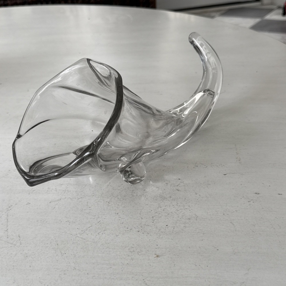 Vintage Duncan & Miller "Sanibel" Clear Depression Glass Cornucopia Vase 14"